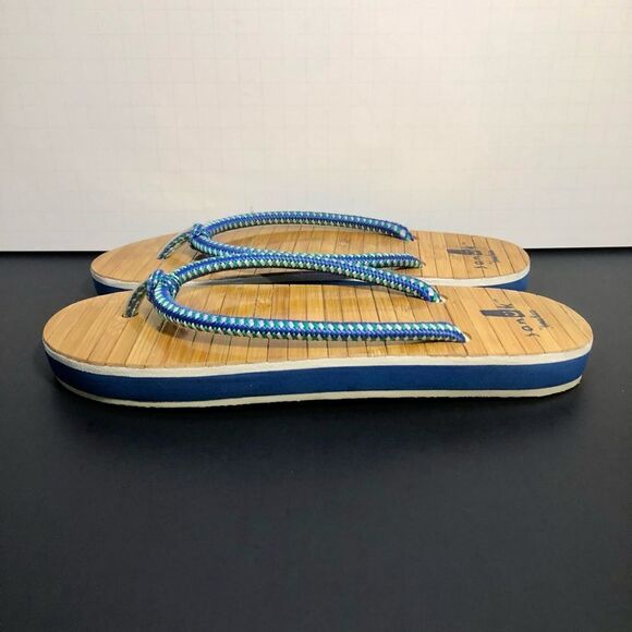 Womens SANUK for Neiman Marcus Wood Texture Flip Flop Sandals / Size 6 - Picture 4 of 9